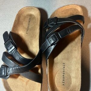 Aeropostale Women's Black and Tan Sandals